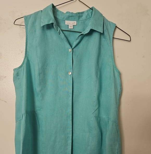 J. Jill Tops - J. Jill Aqua Sleeveless Button-Down Shirt